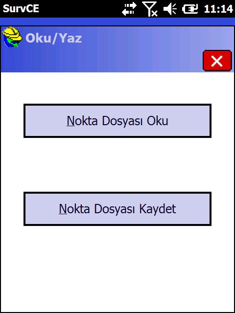 Dosya sekmesinde Oku-Yaz butonu tıklanır. Nokta Dosyası Kaydet butonu tıklanır.