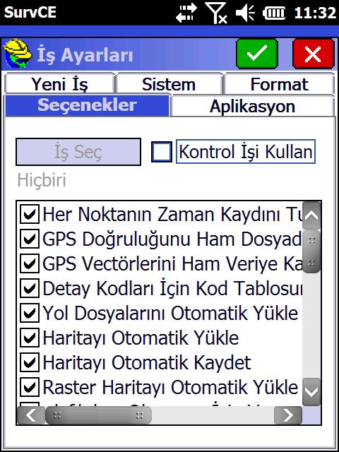 Tamam ile koordinat sistemi seçimi bitirilir. İş ayarlarının Format sekmesinde Koordinat Sırası kullandığınız sistemlere uygun olarak seçilir.