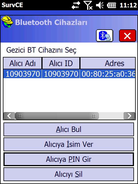 Alıcı Bul butonuna tıklanır. SL600 GNSS alıcısının SN ekranda görünecektir seçilir.