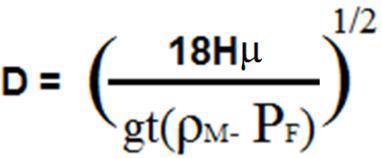 Yerçekimi etkisiyle çökme kuvveti, kütleyle ivmenin çarpımına eşittir. FG = g.ρm.π.(d3/6) Burada D parçacık çapı, g yerçekimi ivmesi, ve ρm parçacık yoğunluğunu ifade etmektedir.