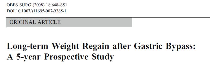 782 hasta / 5 yıllık takip süresi BKİ azalması post-op 18. aya kadar devam etmekte Geri kilo alımı 24. ayda hastaların yaklaşık %50 sinde 18.ayda en düşük kiloya ulaşmış olan hastalarda 60.