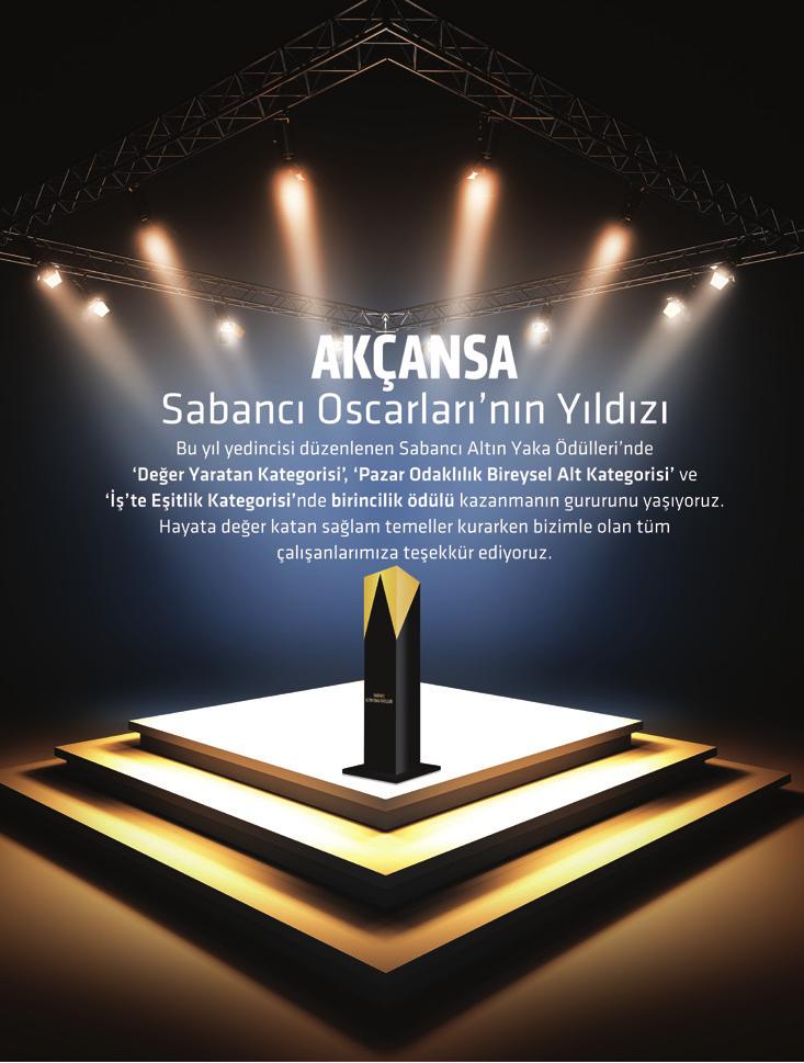 Profil Raporlama Dönemİnde Kazanılan Başarılar & Ödüller 2017 Akçansa; GFK ve Capital Dergisi nin iş birliğiyle düzenlenen Türkiye nin En Beğenilen Şirketleri 2016 araştırmasında, çimento sektöründe