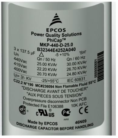 Fiyat Listesi Teknik Tablolar 89Hz %7 00V Reaktörlü Sistemler İçin Kondansatör Seçim Tablosu Reaktör (kvar) 0 V 80 V 55 V,5,5 5,3