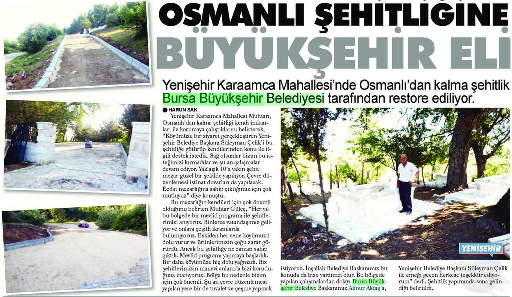 OSMANLI SEHITLIGINE BÜYÜKSEHIR ELI Yayın Adı : Yeni