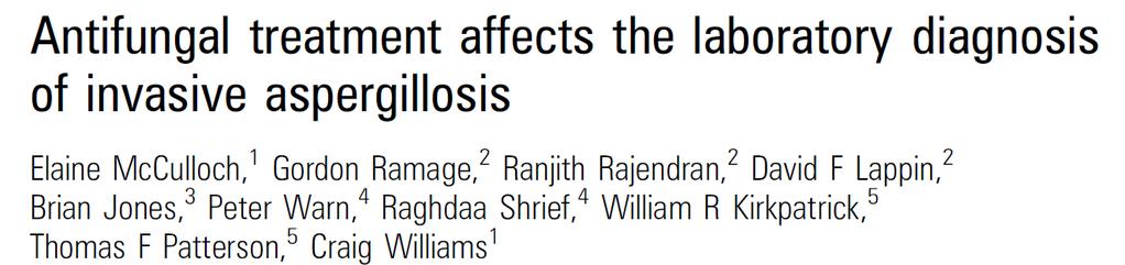 Infected controls McCulloch et al, J Clin Pathol 2012 Day 1 Day 2 Day 3 Day 4 Day 5 Amphotericin B