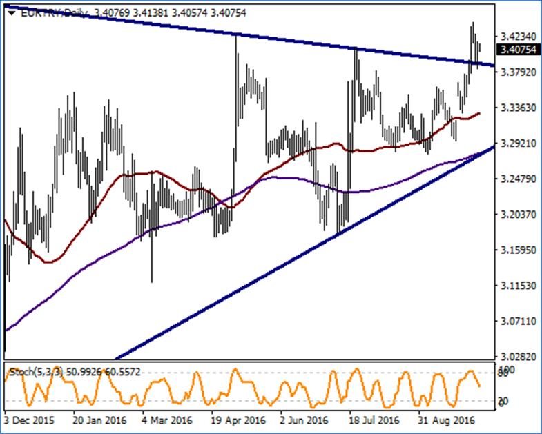 EUR / TRY Geçtiğimiz hafta global piyasalarda Euro üzerindeki volatilite EURTRY üzerinde de etkili oldu ve geniş bantta hareketler dikkat çekti.