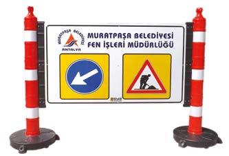 16 UYARI DİKMELERİ Kauçuk lı Yol Dikmesi PL-06-100 Malzeme türü Reflektif malzeme 110 x 1200 mm PPC ve Kauçuk 8,5 kg (1,4 kg / 6,65 kg) Portatif ya da isteğe bağlı vida-dubel ile Turuncu, Kırmızı,