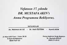 baskılarıyla okuyucularıyla buluşmuştur. 17 Ocak 2017 tarihinde İhsan Kayseri ve 21 Mart 2017 tarihinde Dr. Mustafa Akın hakkında Aydınlar Ocağı ile birlikte program düzenlendi.