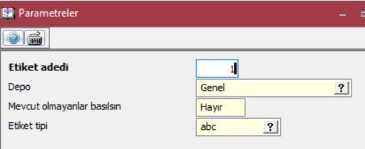 Mikro Programlarında Yapılan Yenilikler Barkod Etiket Parametreleri Etiket Adedi: Bir seferde her bir stok için