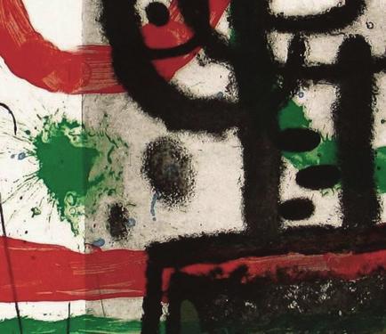 Bu küçük fotoğrafa iyi bak. Sergide yer alan bir Joan Miró eserinin ayrıntısıdır. Söz konusu eseri bul.