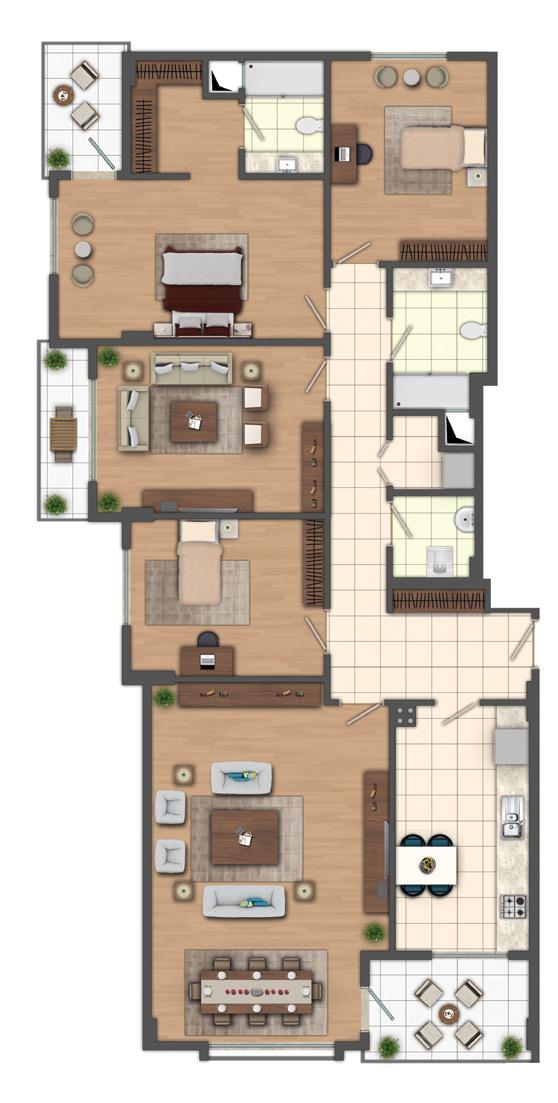 1 3 4+1 D1 BLOK 1) Balkon 3,92 m 2 2) Ebv. Yatak Odası 15,18 m 2 3) Ebv.