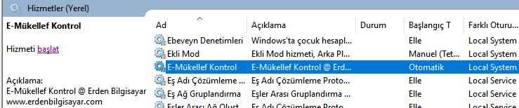 6. 7. 8. Sonrasında Servisi Başlat yapılır. 9. 10. Bu işlemden sonra uygulama belirtilen süre aralığında Mükellef Listesini İndir işlemini periyodik olarak yapar. 11.