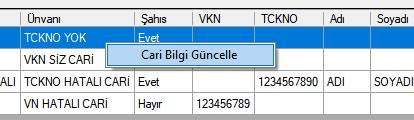 Trigger aktif edilmeden önce mutlaka Mükellef Listesini İndir bir kez çalıştırılmalı. b. Kapat: Yeni cari kayıtlarda mükellef kontrolü devre dışı bırakılır. 13.