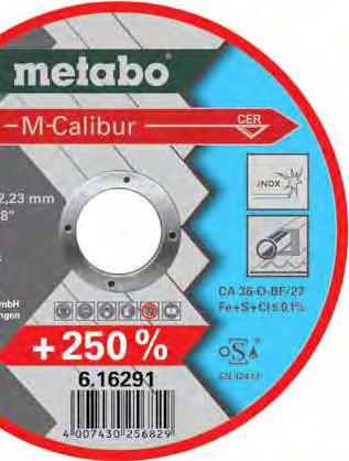 kesme sayısı (kullanım ömrünün 3 katına kadar) Yüksek kesim hızı M-Calibur taşlama diski ile maksimum malzeme kaldırma (standart diske göre 3 katına kadar) Yüksek