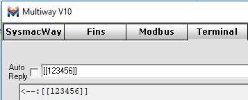 Multiway programında Terminal sekmesinden [[123456]] gönderilirse ekran Veri Oku sayfasında LW1000 adresine 12, LW1001 adresine 34, LW1002 adresine ise 56 değeri gelir.