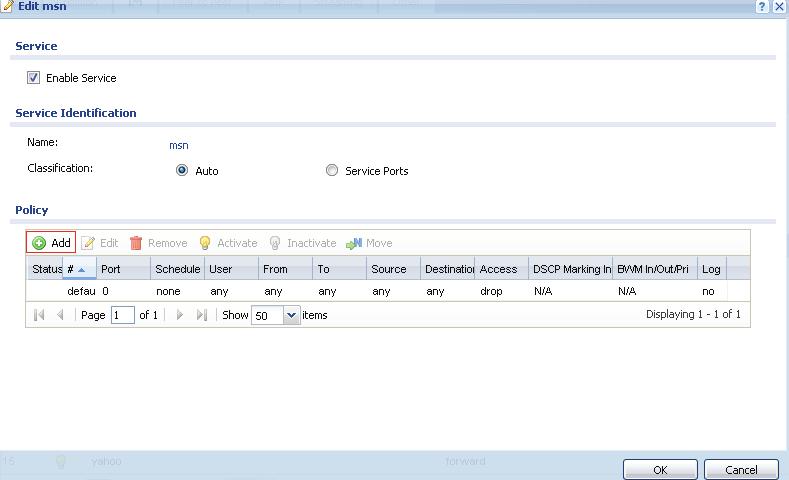 44 ZyWALL USG 1000 Kurulum ve Kullanım Kılavuzu Şimdi biz tüm kullanıcılara msn i yasaklaması için mevcut kuralı edit ediyoruz.