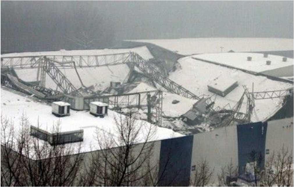 2006 Can kaybı: 65 Yaralı: 170 Çatı: Kafes kiriş düz çatı Çökme nedeni: Proje ve üretim hataları, bakımsızlık ve aşırı kar