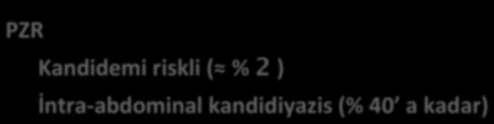 β D glukan duyarlık özgüllük Kandidemi % 80 80 İntraabdominal kanididiyazis % 60 75 Kandidemi olasılığı %1 10 ise β D glukan PPD % 4 31, NPD %97 İntraabdominal kandidiyazis risk % 3 30 β D glukan PPD