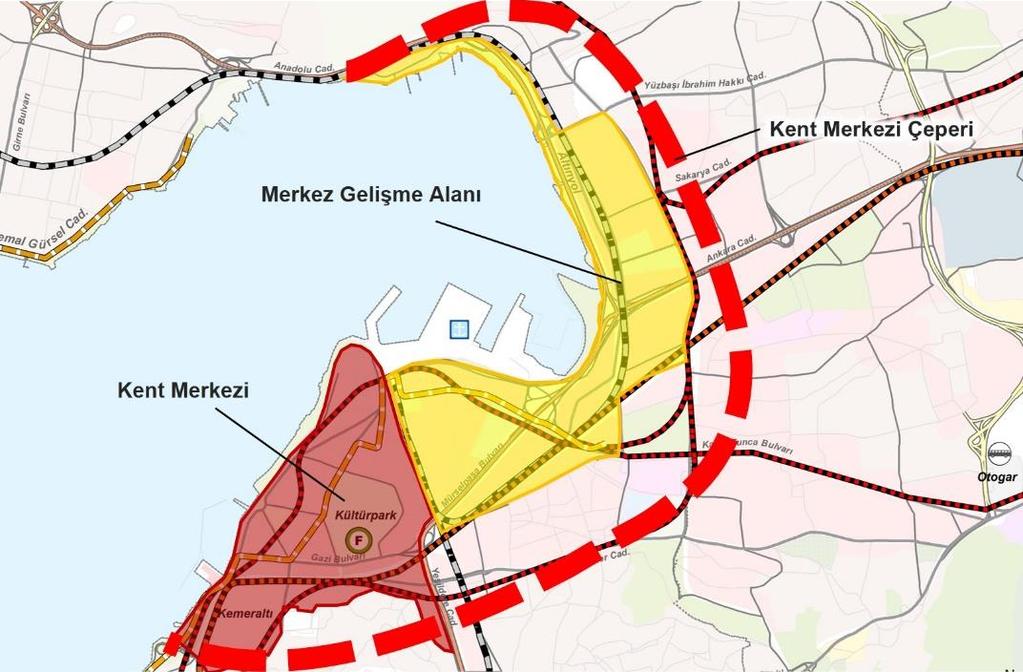 İZMİR BÜYÜKŞEHİR BELEDİYESİ ALANI KENT İÇİ VE YAKIN ÇEVRE İZMİR ULAŞIM ANA PLANI = Aşağıdaki şekilde otopark politikalarının mekânsal kademelenmesi gösterilmekledir.