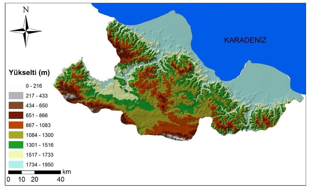 yerleşim alanının kuzeybatı ve güneyindeki yerlerde, Alaçam da, Vezirkopru nun kuzeyinde, Bafra ve Taskoy arasında, Bafra nın güney ve güneydoğu kesiminde, Ladik-Kavak arasında, Asarcık çevresinde,
