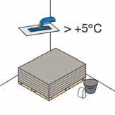 Sıcaklık +5 C nin altına düşerse AQUAPANEL Basecoat ya da son kat malzemeleri uygulanmamalıdır. İnşaat alanında eğer elektrikli bir testere kullanılıyorsa gereksiz tozdan kaçınılmalıdır.