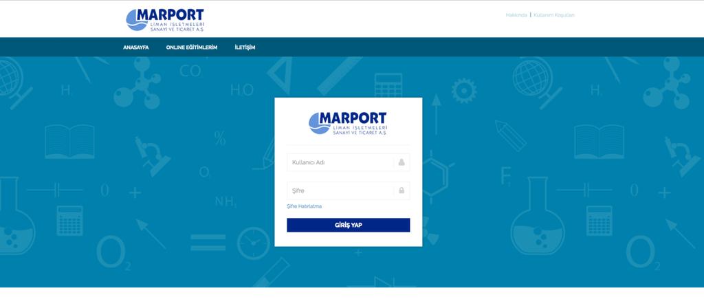 Marport Eğitim Portalı Kullanma Kılavuzu Marport eğitim portalı firmamız bünyesinde aldığınız veya almanız gereken eğitimlerinizin takibini sağlayabileceğiniz aynı zamanda sizin için hazırlanan ve
