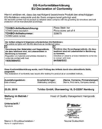 Uygunluk Beyanı Tchibo için özel olarak üretilmiştir: Tchibo GmbH, Überseering 18, 22297 Hamburg, Germany, www.tchibo.