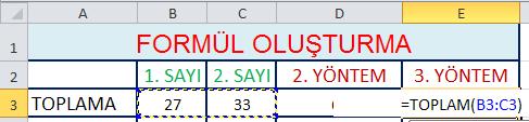 sayının olduğu hücreye fareyle tıklanır ve enter tuşuna basılır. 3.