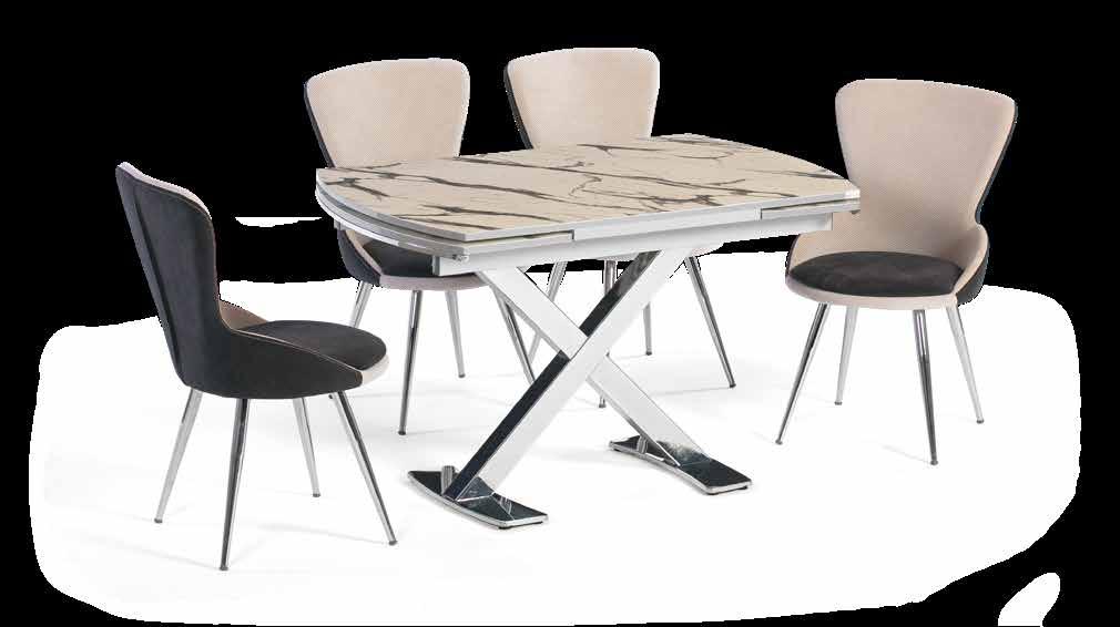 EN 932 AÇIK MERMER TAKIM / WHITE MARBLE SET MASA - TABLE / Lamiglos Özellikli Lamiglos Feature - Isıya Dayanıklı Yüzey