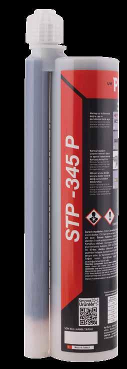 Epoksiler STP-345P 345 ml STP-410P 410 ml i: Çok hızlı kürleşen, yüksek mukavemetli, akrilat polyester kimyasal dübel.