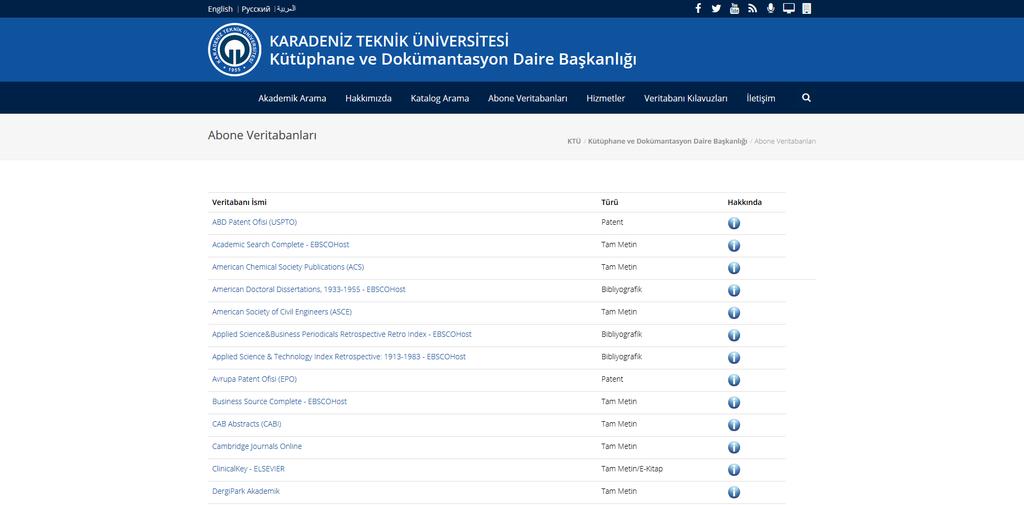 NOT 1): ClinicalKey, UpToDate, SciFinder Scholar veritabanları, EndNote bibliografik yazılımı ve İThenticate intihal program kullanımları diğerlerinden farklıdır.