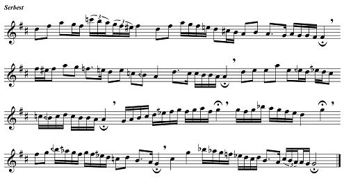 Geleneksel Türk Sanat Müziğinde Makam Geçkileri 9 Şekil 2: Ferahnak- Kürdilihicazkar Geçki Notasyonu Farklı tonlar arası geçki söyleminden; mansur, bolahenk, süpürde, yıldız gibi isimlendirilen