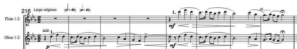111 Yurt Renkleri Orkestra Süiti nin üçüncü bölümü Ağıt ve Yakarı başlıklı iki kesimden oluşuyor. Ağıt kesiminde obua, solo olarak kullanılmamıştır. Topluluk içinde kullanılmıştır. 7.7.3 Üçüncü Bölüm 7.