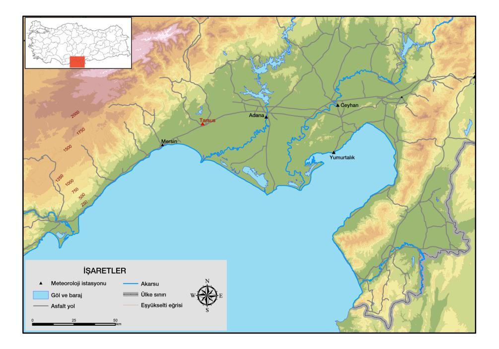 ġekil 1: Çalışmada kullanılan istasyonların yeri Korelasyon, olasılık kuramı ve istatistikte iki rassal değişken arasındaki doğrusal ilişkinin yönünü ve gücünü belirtir.