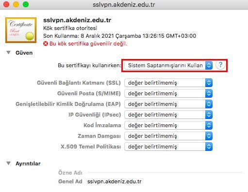 16. Adım : Açılan pencerede sslvpn.akdeniz.edu.