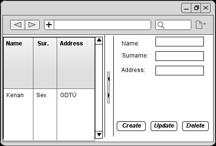 UI Mockup Address List Panel