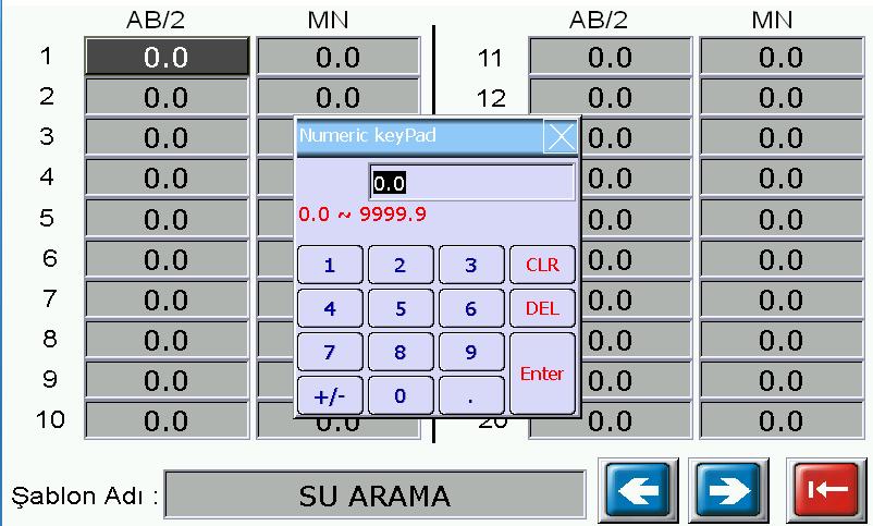 5 AB/2 (AB değil) ve MN değerlerini düzenleyin. Değer girişlerini aşağıdaki görüntüdeki gibi numerik klavyeden girin. Yazdığınız her değer otomatik olarak karne dosyasına kaydedilecektir.