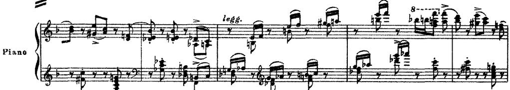 iki bölme adeta çatıştırılarak, piyanonun oldukça bir kontrast zemin üzerinde kendini gösterdiği görülebilir. Famajör pedal ton Re bemol majör pedal ton Şekil 7.