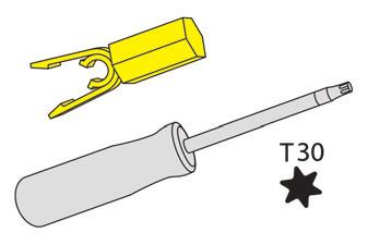 İkincil aydınlatma tablosuna erişim 253 Arıza durumunda 08 Gerekli aletler: bijon kapağını sökme aleti (yerleşik aletler) ve Torx T30 tornavida (temin edilmez).
