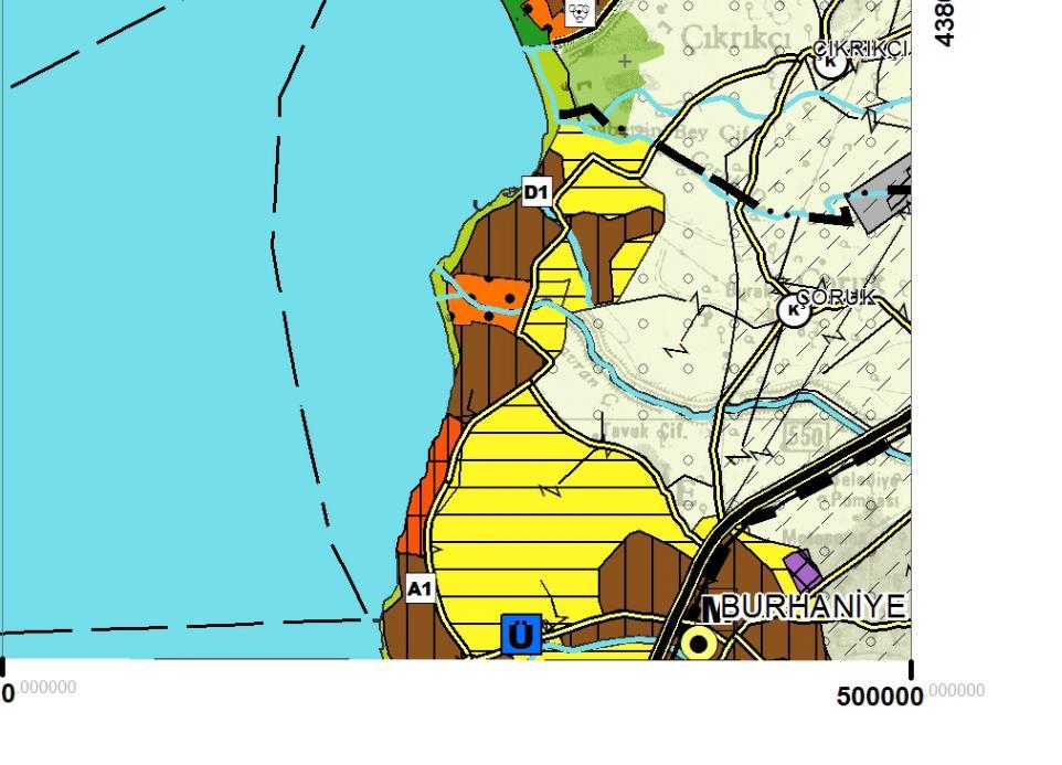 5-MER İ PLANLARDAKİ DURUMU Çalışma alanı Çevre ve Şehircilik Bakanlığı tarafından 06.05.2015 tarih ve 13549 sayılı karar ile onanmış Balıkesir Çanakkale Planlama Bölgesi 1/ 100.