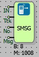 7.2 SMS GÖNDER 7.2.1 Bağlantılar IN: Değer girişi Ttk: Blok tetikleme girişi No: Numara girişi Msg: Mesaj girişi 7.2.2 Bağlantı Açıklamaları IN: Değer girişi Değeri SMS olarak gönderilecek blok girişidir.