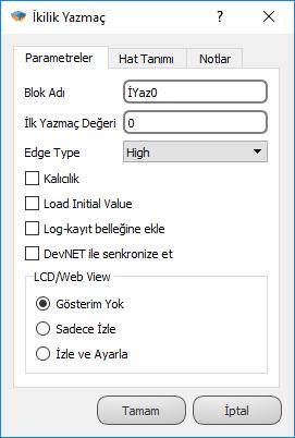 9.4.3 Özel Ayarlar İlk Yazmaç Değeri: Yazmaç içine 0 veya1 değeri yazılabilir.