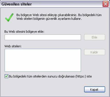 5- Aktif hale gelen Siteler butonuna tıklayınız.