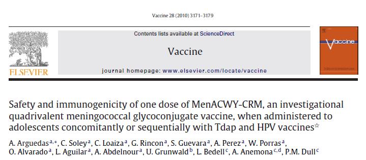 MEN ACWY-CRM197 (MENVEO) ADOLESAN MenACWY-CRM ile HPV ve TDAP birlikte uygulamada antikor