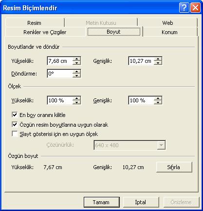 Bunun için Ekle menüsünden Resim seçeneği altından seçim yapabiliriz. Küçük Resim ile sunu uygulaması dahilindeki hazır resimleri çağırabiliriz.