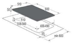 Montaj ölçüsü 830x490 mm Minimum 90 cm genişliğinde alt dolaplar ile kullan l r.