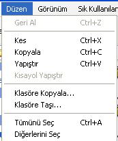 PENCERE MENÜLERİ ve ARAÇ ÇUBUKLARI Windowsta hemen hemen bütün işlemler pencerelerin üst kısmındaki menüler bölümünden gerçekleştirilebilmektedir.