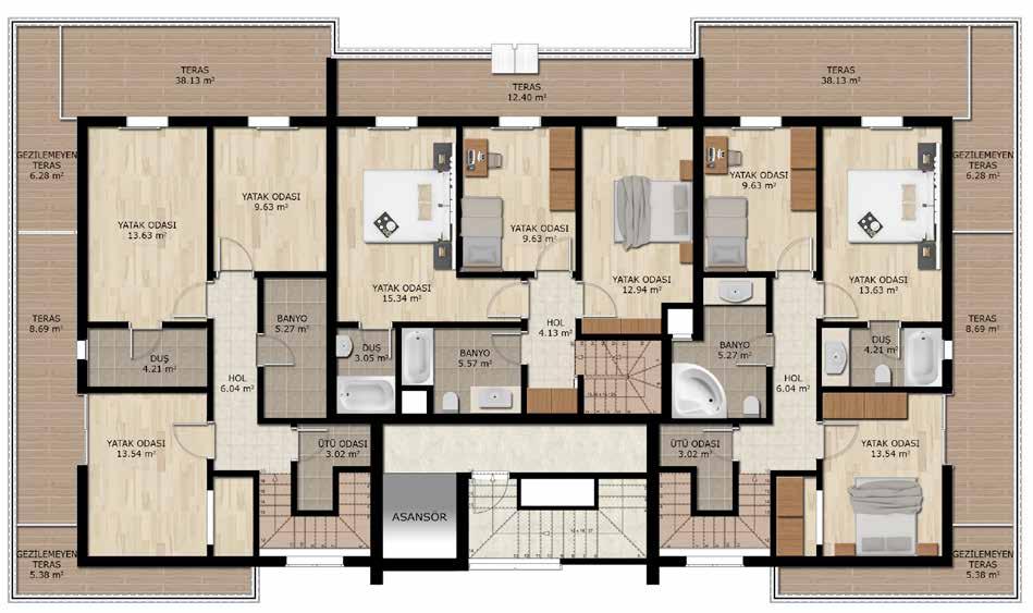 ODASI 11,10 m² MUTFAK 11,70 m² BANYO 5,40 m² İŞLİK 9,45 m² KORİDOR 8,90 m² HOL 5,40 m² BALKON 21,45