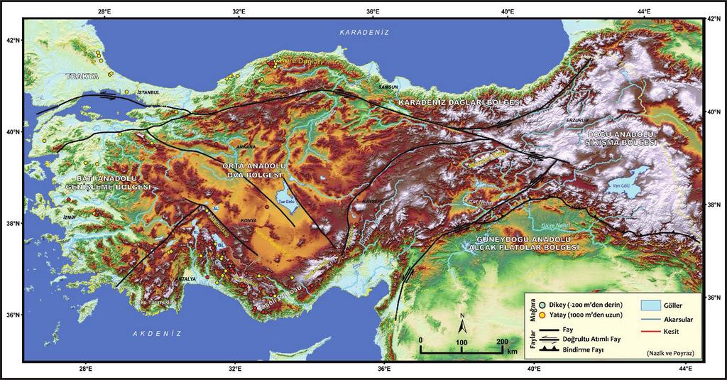 Aşağıda, günümüze kadar Türkiye nin gerek yapısal özellikleri ile coğrafi değişik mağarabilimci ve mağaracı gruplar tarakonumu ve gerekse Kuvaterner deniz düzeyi de- fından çalışılan mağaraların