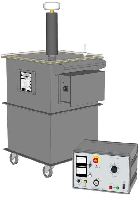 Test edilecek ekipman ve çıkış gerilimi ayarlanabilir elektronik akım açma devresi ile korunur.